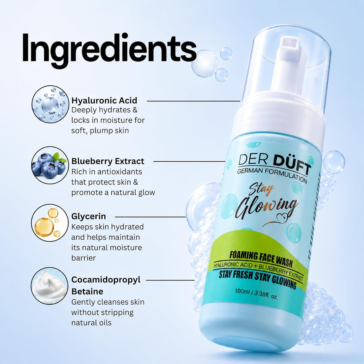 DER DUFT Stay Glowing Foaming Face Wash