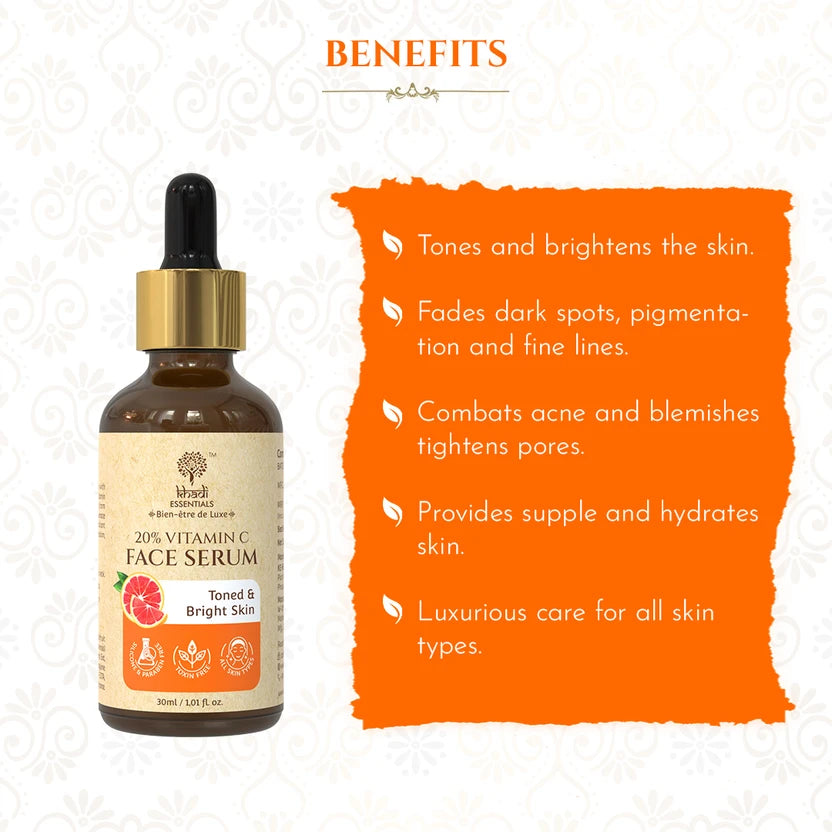 Khadi Essentials 10% Vitamin C Face Serum Grapefruit Extract