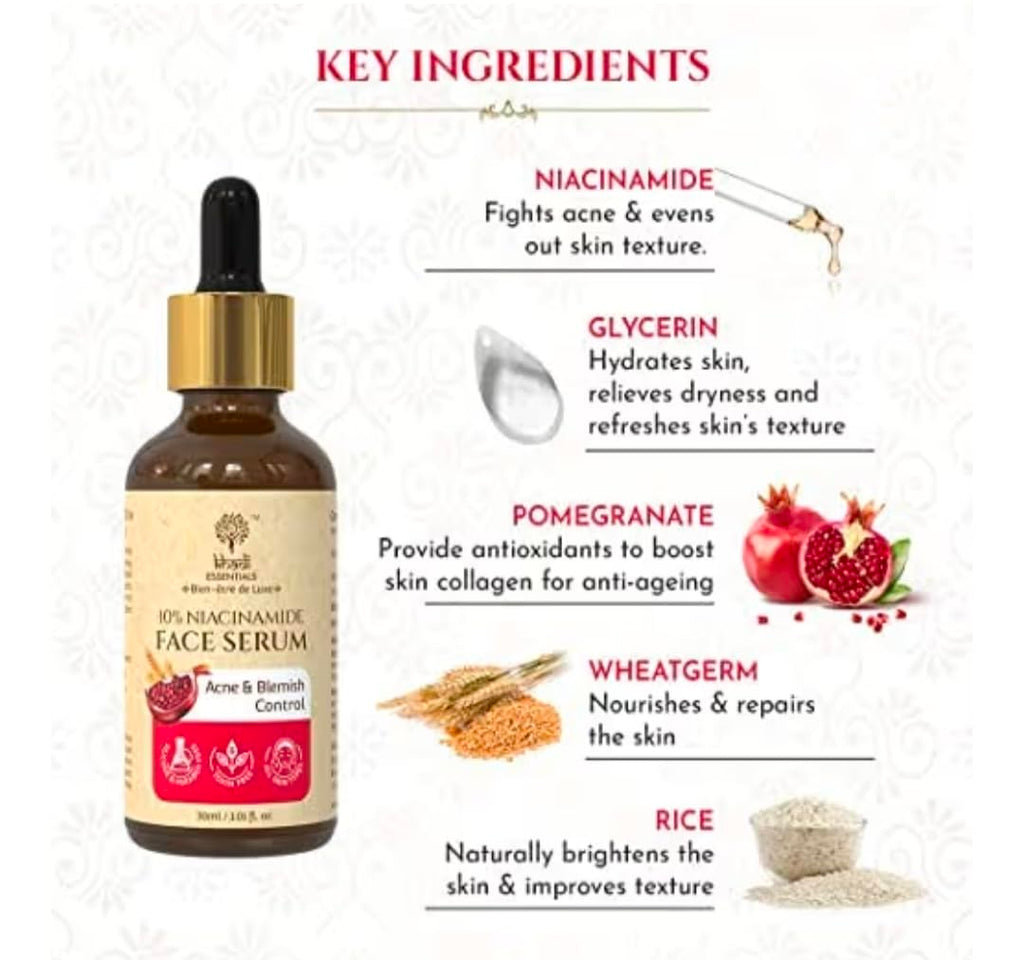 Khadi Essentials 10% Niacinamide Face Serum for Acne & Blemish Control, 30ml